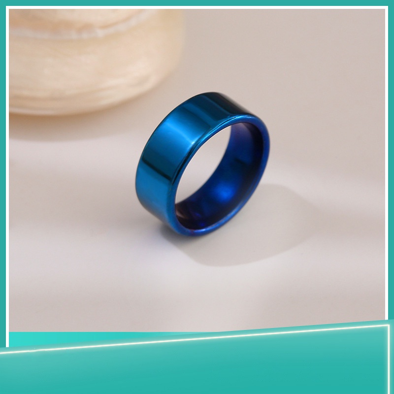 Nhẫn trơn nam cao cấp 8mm thép titan mạ kim loại vàng bạc vàng hồng đen xanh màu chuyển