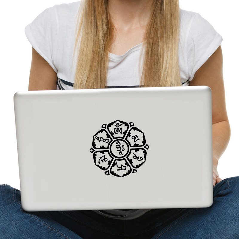 Om Mani Padme Hum Mantra Miếng Dán PVC Biểu Tượng Tôn Giáo Yoga Trang Trí Cửa Sổ Xe Hơi Đàn Guitar Phía Sau