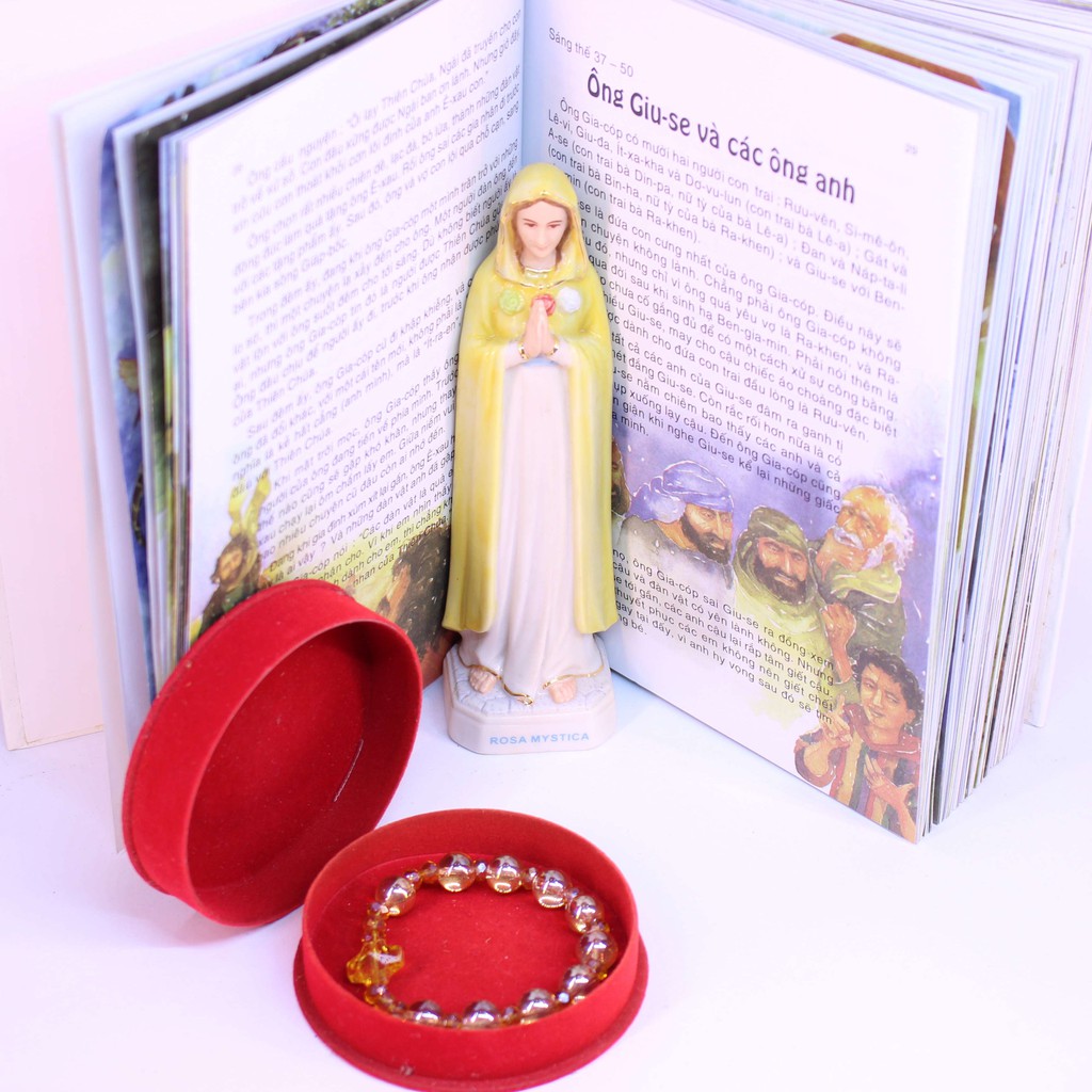 Chuỗi Tràng Hạt Mân Côi Đá Topaz vàng mật ong 10li xen kẽ đá đá topaz nhỏ Thánh Giá kiểu 10 hạt