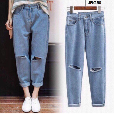 Quần jean baggy rách gối JBG50