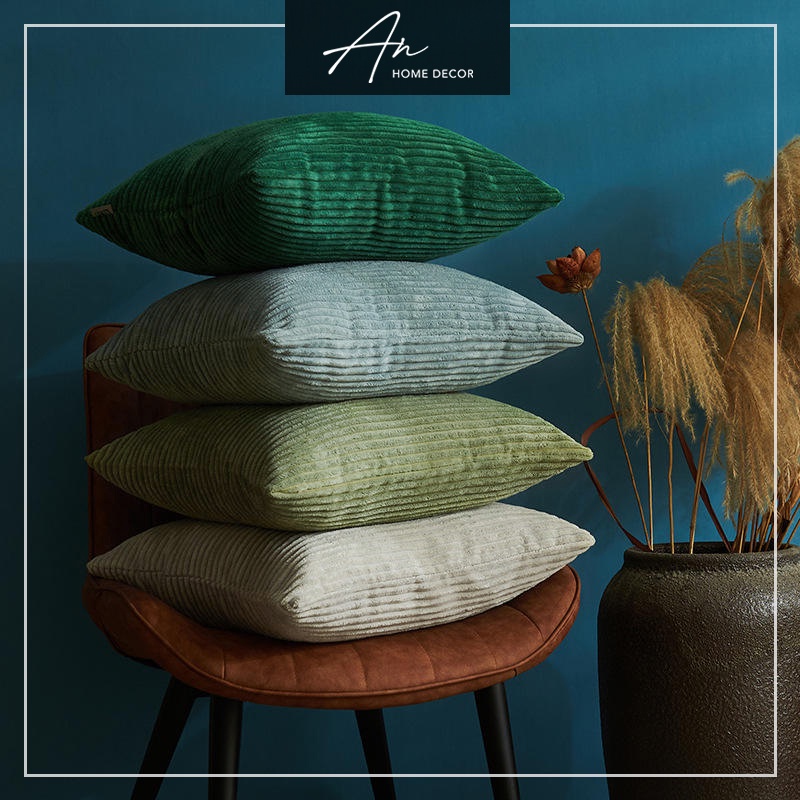 Vỏ bao gối tựa nhung tăm sofa vuông 45*45 4 mùa Xuân Hạ Thu Đông