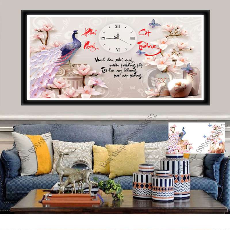 Tranh thêu chữ thập  Phú Quý Cát Tường  LV3206 76*49cm, tranh đá LV279