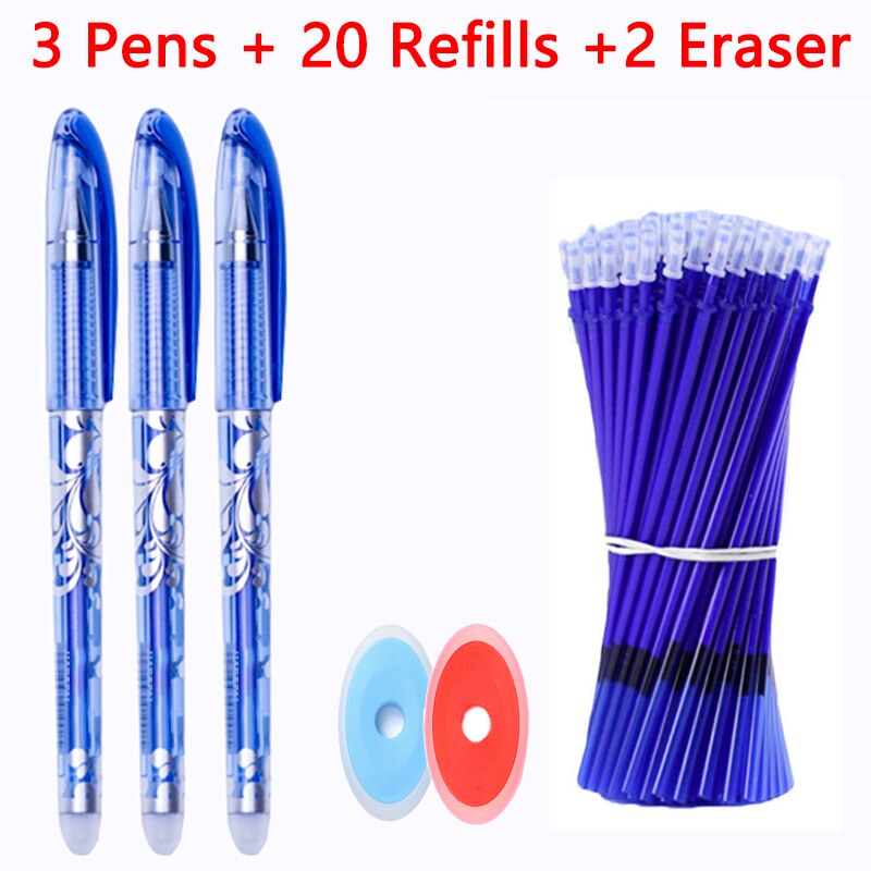 Set bút mực + lõi thay thế + gôm tẩy gồm 25 món tiện dụng dành cho học sinh
