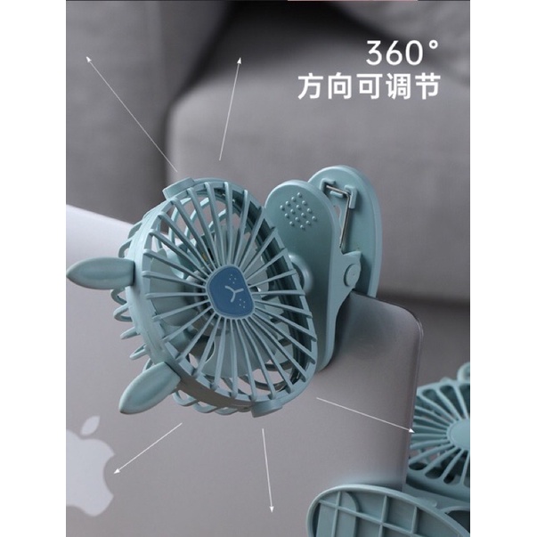 FREESHIP Quạt mini [Tích hợp đèn ngủ] góc xoay 720 độ, liên tục 6 tiếng kẹp xe đẩy tiện dụng