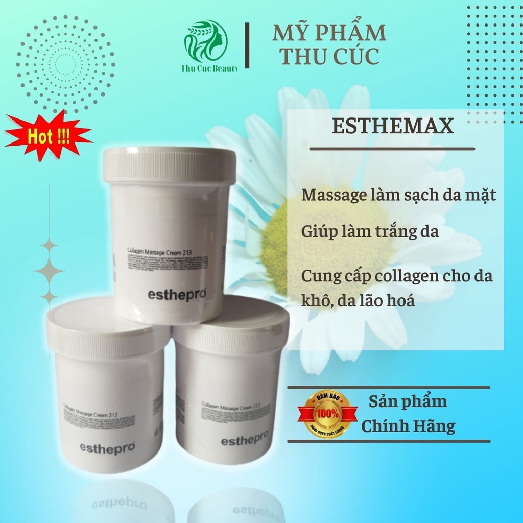 Kem Vitamin Massage Cream 212, 1kg Esthemax chính hãng, chống lão hóa, cho da trắng sáng, mịn màng, săn chắc cho Spa