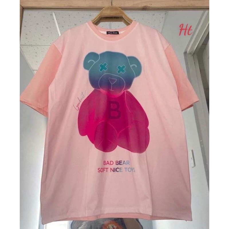 Áo phông gấu xanh hồng H2C848
