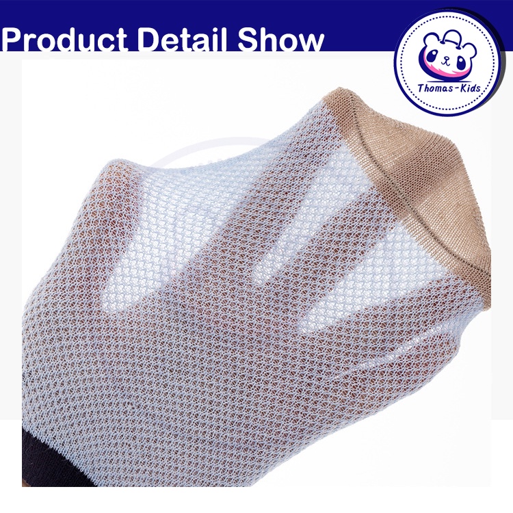 [THOMAS Kids] Set 5 Đôi Tất Lưới Bằng Cotton Màu Trơn Họa Tiết Mỏ Neo Hoạt Hình Mùa Hè Cho Bé 1-12 Tuổi