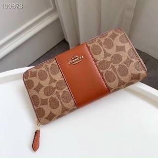 Ví dài nữ Coach da thật pha canvas cực đẹp