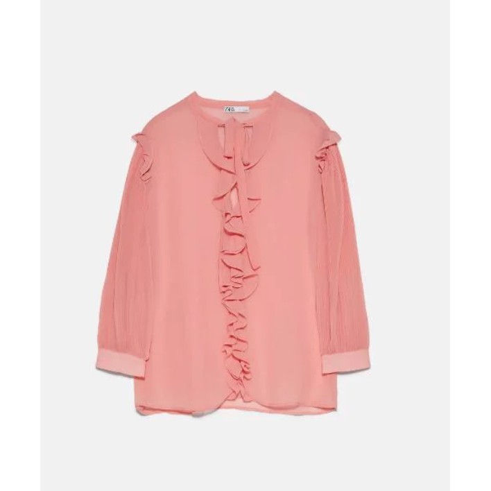 ÁO ZARA PINK BÈO NƠ CỔ SZ XS 3666/042/623