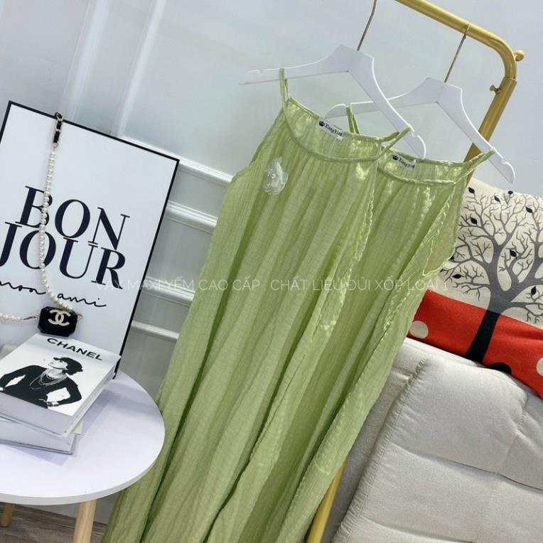 [ 𝐅𝐑𝐄𝐄 𝐒𝐇𝐈𝐏 ] VÁY XANH MAXI ĐŨI XỐP TAG HOA HÀNG L1