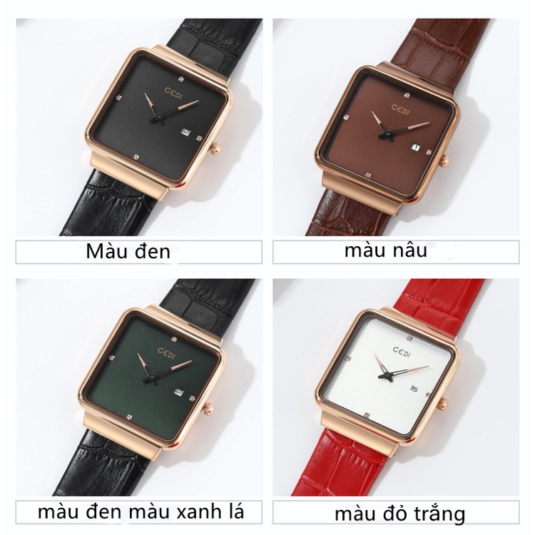 Đồng hồ GEDI 21010 dây đeo bằng da thanh lịch chất lượng cao cho nữ
