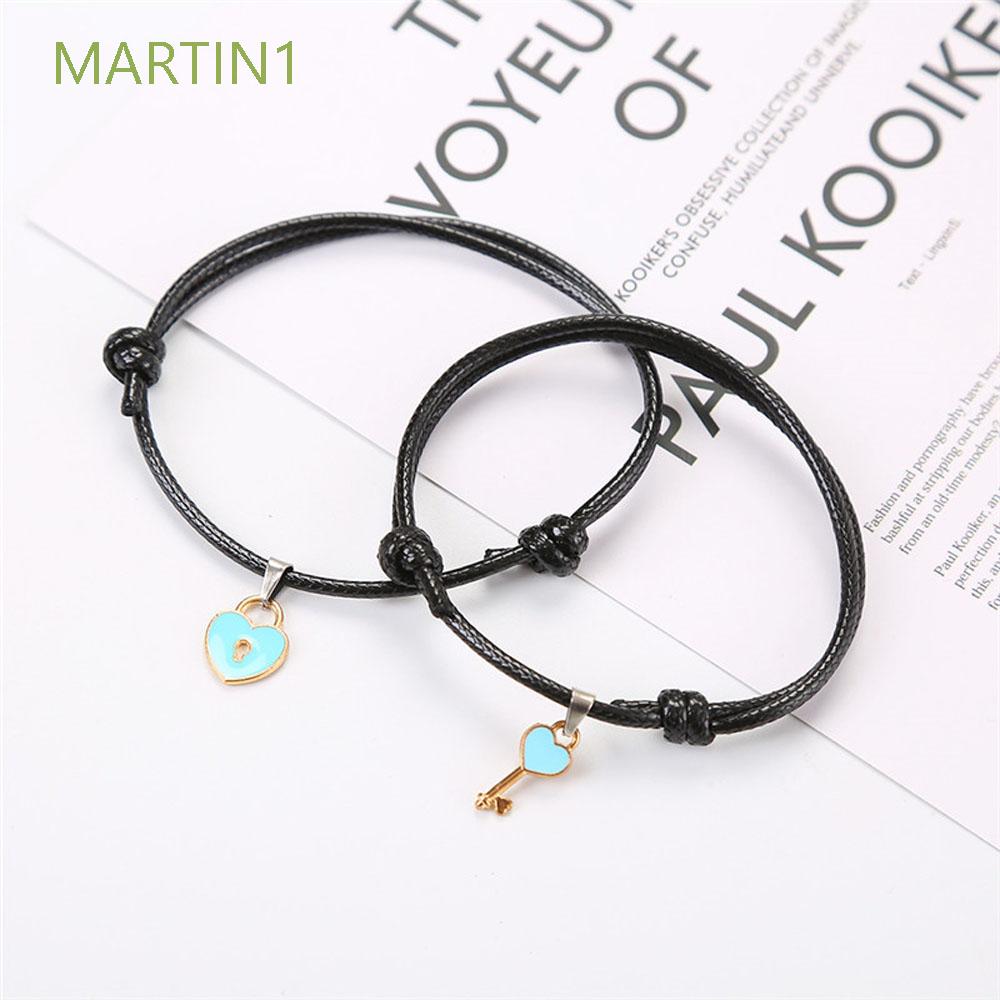 Bộ 2 vòng đeo tay trang trí mặt hình chìa khoá nhiều màu sắc dành cho cặp bạn thân/ mẹ MARTIN1