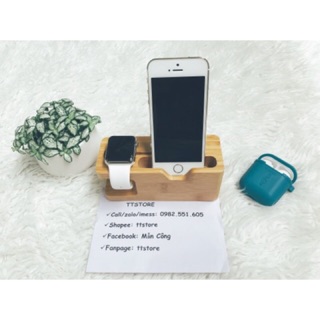 DOCK SẠC GỖ 2 TRONG 1 CHO APPLE WATCH VÀ IPHONE