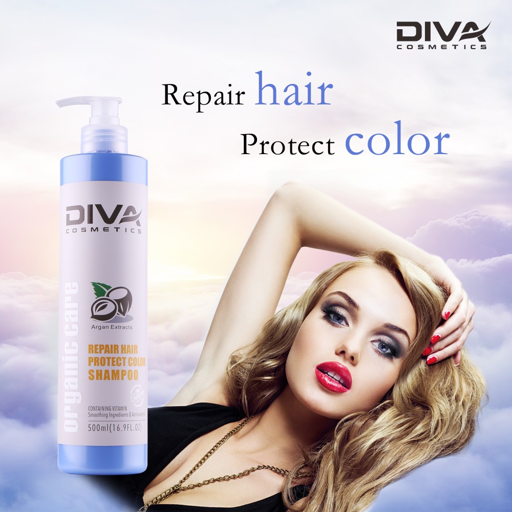 ✅[CHÍNH HÃNG] Dầu gội phục hồi giữ màu DIVA/750ml giàu Vitamin E, tinh dầu Argan và Keratin giúp nuôi dưỡng và giữ màu