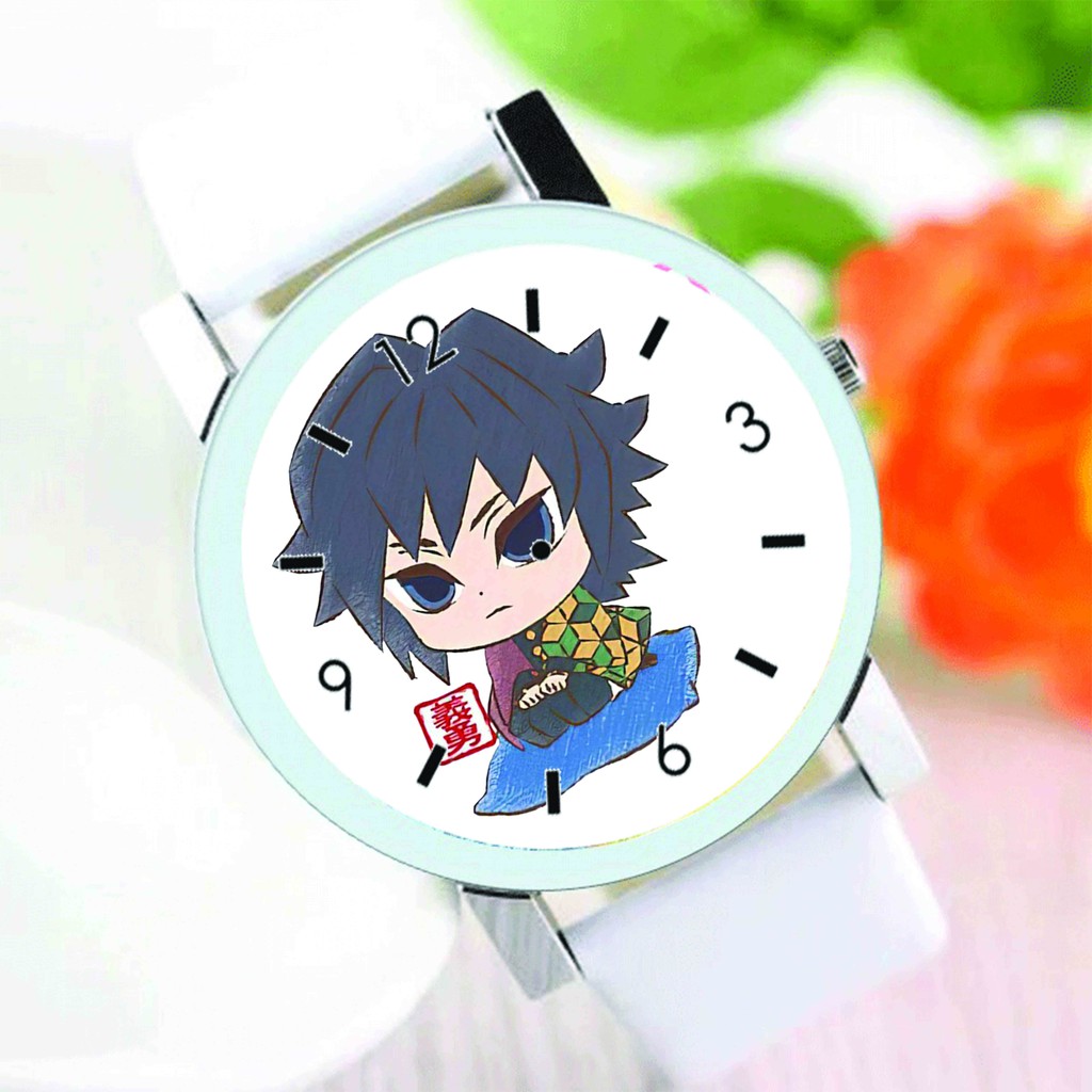 Đồng hồ đeo tay nam nữ in hình KIMETSU NO YAIBA Thanh Gươm Diệt Quỷ ver NGỒI anime chibi thời trang dễ thương độc đáo