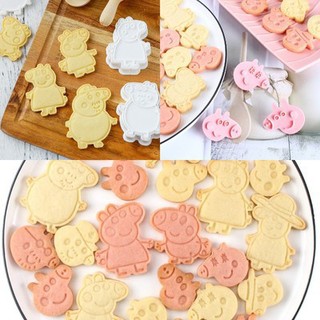 Bộ 6 khuôn cắt làm bánh quy hình chú lợn hoạt hình 3D tiện dụng