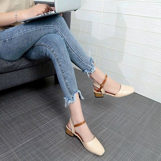 Sandal bít mũi gót vuông cao cấp