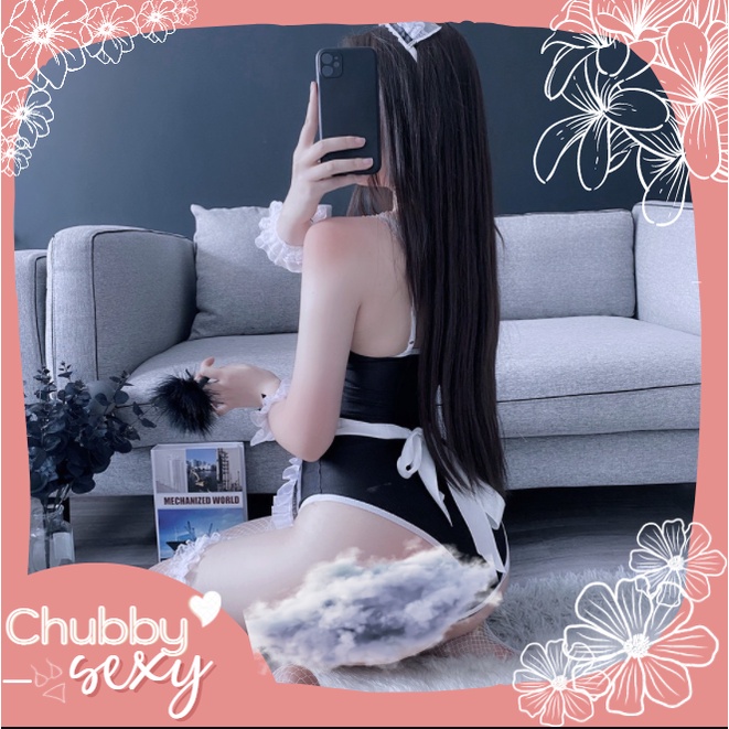 Cosplay Bộ Đồ Nữ Hầu Gái Hai Dây 4 Chi Tiết Vòng Tay Bờm Đan Dây-CPL33 - Chubby.Sexy