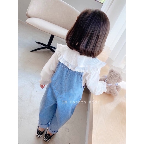 Set yếm jeans dài kèm áo thun cho bé trai/ bé gái