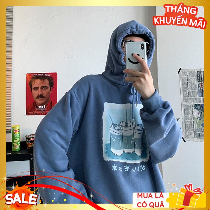 Áo Hoodie nam nữ Happy SU, Áo Sweater form rộng nam nữ hàn quốc Kiên Hằng Shop