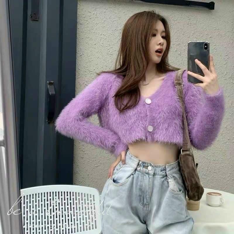 Áo len lông xù tay dài hàng QC