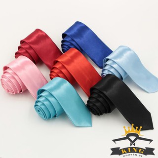 Cà vạt học sinh chụp kỷ yếu cho nam nữ KING vải phi bóng trơn tự thắt style hàn quốc giá rẻ C01