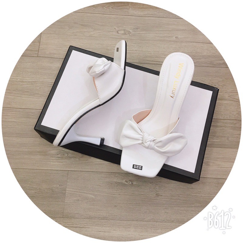 dép lê nơ gót 6 cm siêu xinh ( hình thật )