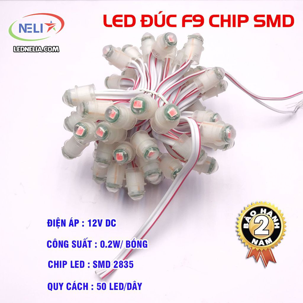 Led đúc F9 chip smd 2835 đế 9mm đơn sắc chuyên dùng làm biển quảng cáo, trang trí.
