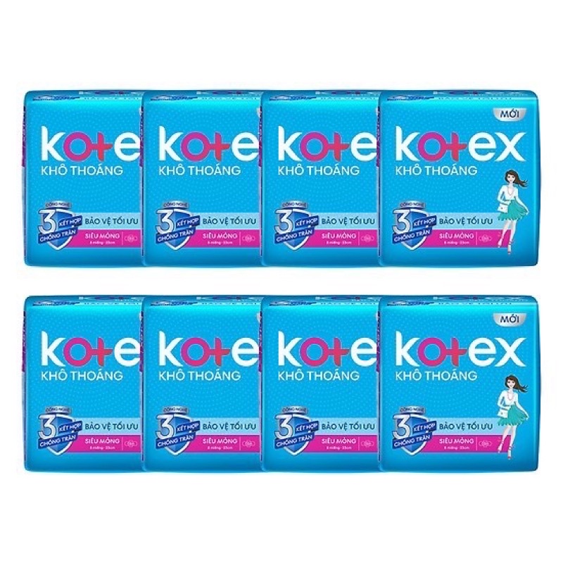 Combo 8 gói Băng vệ sinh Kotex mỏng cánh