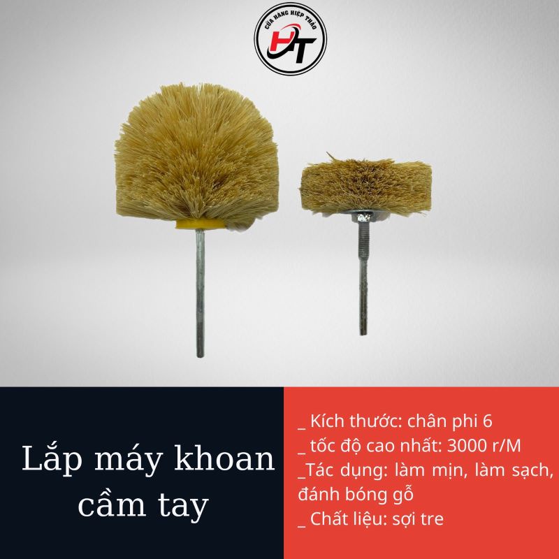 Chổi tre đánh bóng mịn gỗ lắp máy khoan cầm tay CTRE-V