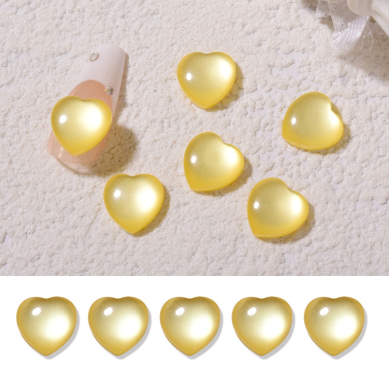 Set 5 Phụ Kiện Trang Trí Móng Tay 3D Hình Trái Tim Đính Đá Lấp Lánh Lưng Phẳng