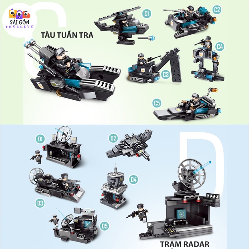 Đồ Chơi Lắp Ráp Kiểu LEGO Mô Hình Cảnh Sát Ưu Tú Swat ROBOT Chiến Đấu/ Máy Bay Trực Thăng/ Xe Chỉ Huy Với 820 PCS