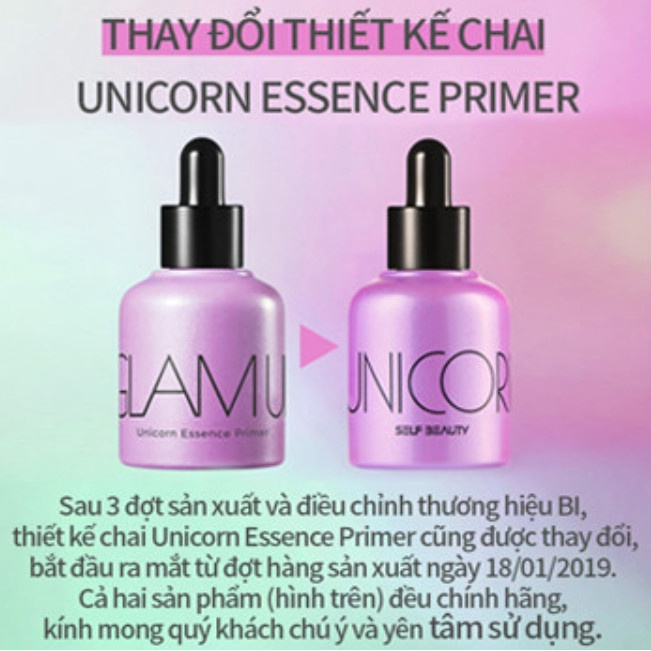 Serum dưỡng và lót 2in1 tạo hiệu ứng căng bóng SELF BEAUTY Glam Up Unicorn Essence Primer fullsize 30ml