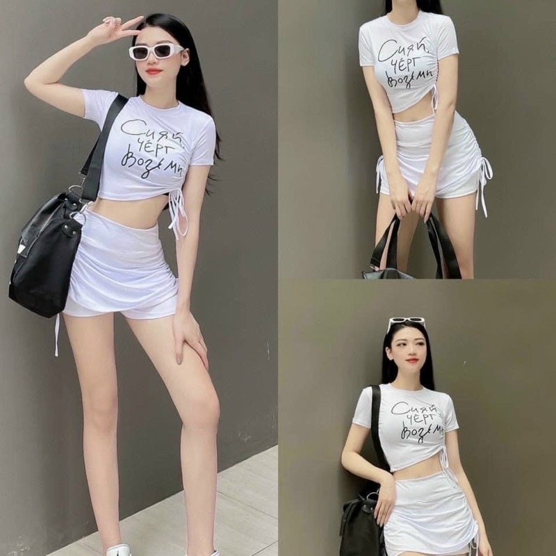 CROPTOP RÚT DÂY CURH CHÉO EO SIÊU HOT TẬP ZUMBA, EAROBIC, ĐI CHƠI, ĐI BIỂN NỮ