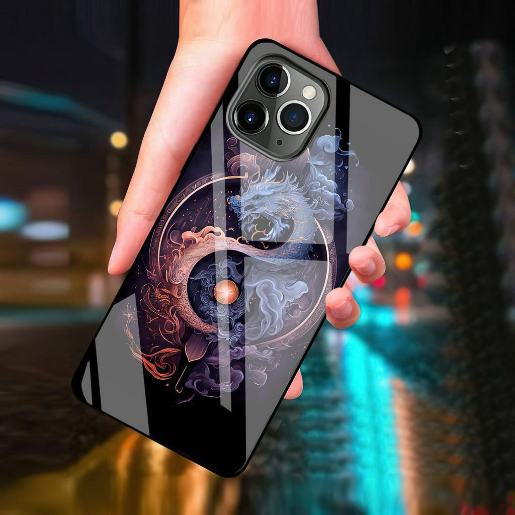 Ốp lưng iphone 11 pro max rồng đẹp lung linh kính cường lực Hoka cho IP 6 7 8 plus/ X Xs max/ 11 12 13 14 pro max