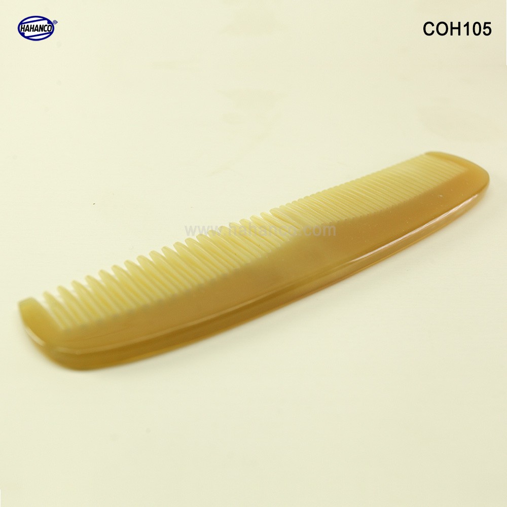 Lược sừng xuất Nhật (Size: M - 15cm) Lược bằng đầu 2 loại răng - COH105 - Horn Comb of HAHANCO - Chăm sóc tóc