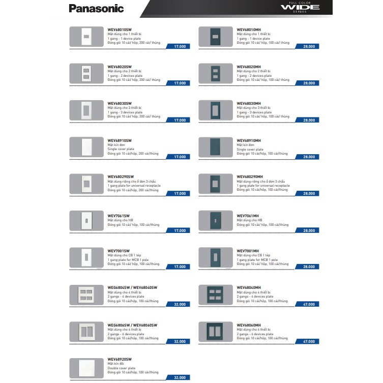 Mặt kín đơn Panasonic WEV68910SW [Dòng WIDE]