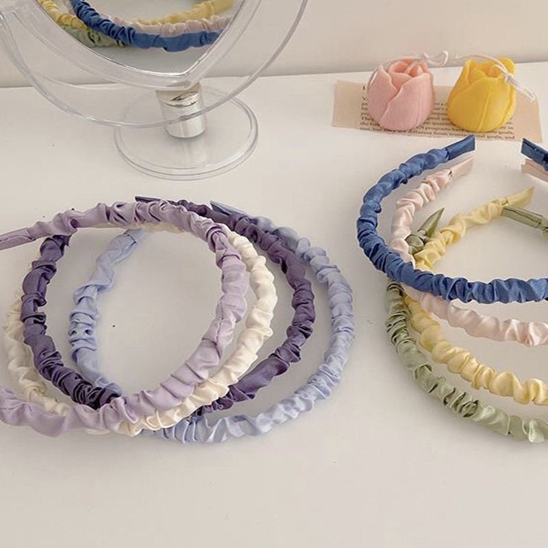 Băng Đô Vải Satin Màu Trơn Thời Trang Thanh Lịch Dành Cho Nữ