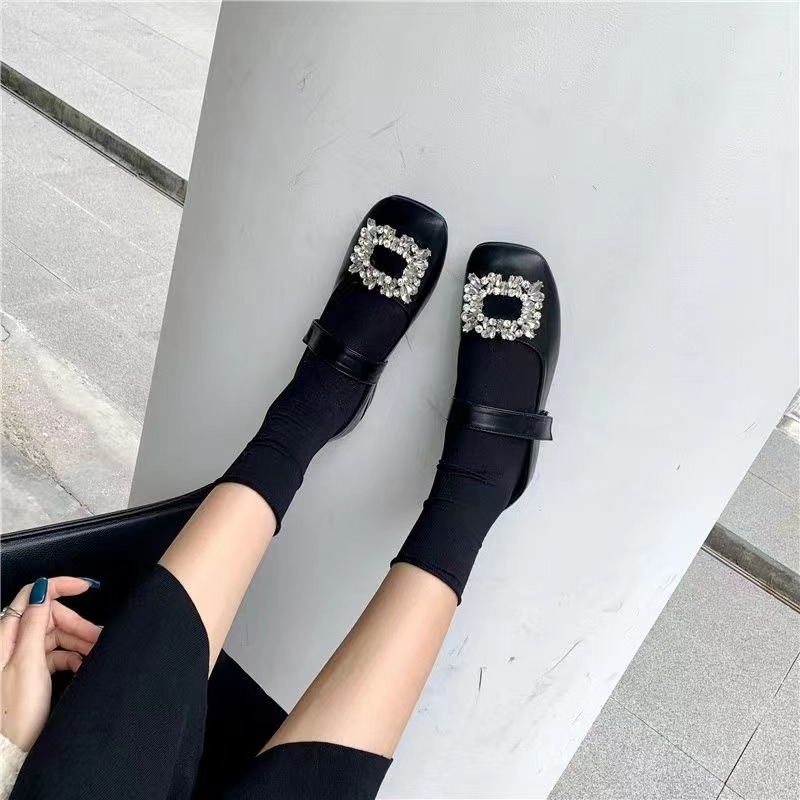 Big Size 35-42 Giày Cao Gót Nữ Mary Jane đế vuông đế cao 2.5cm XIELUAIZTA