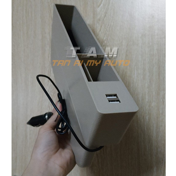 Hộp để đồ trên ô tô có tẩu sạc 2 cổng usb