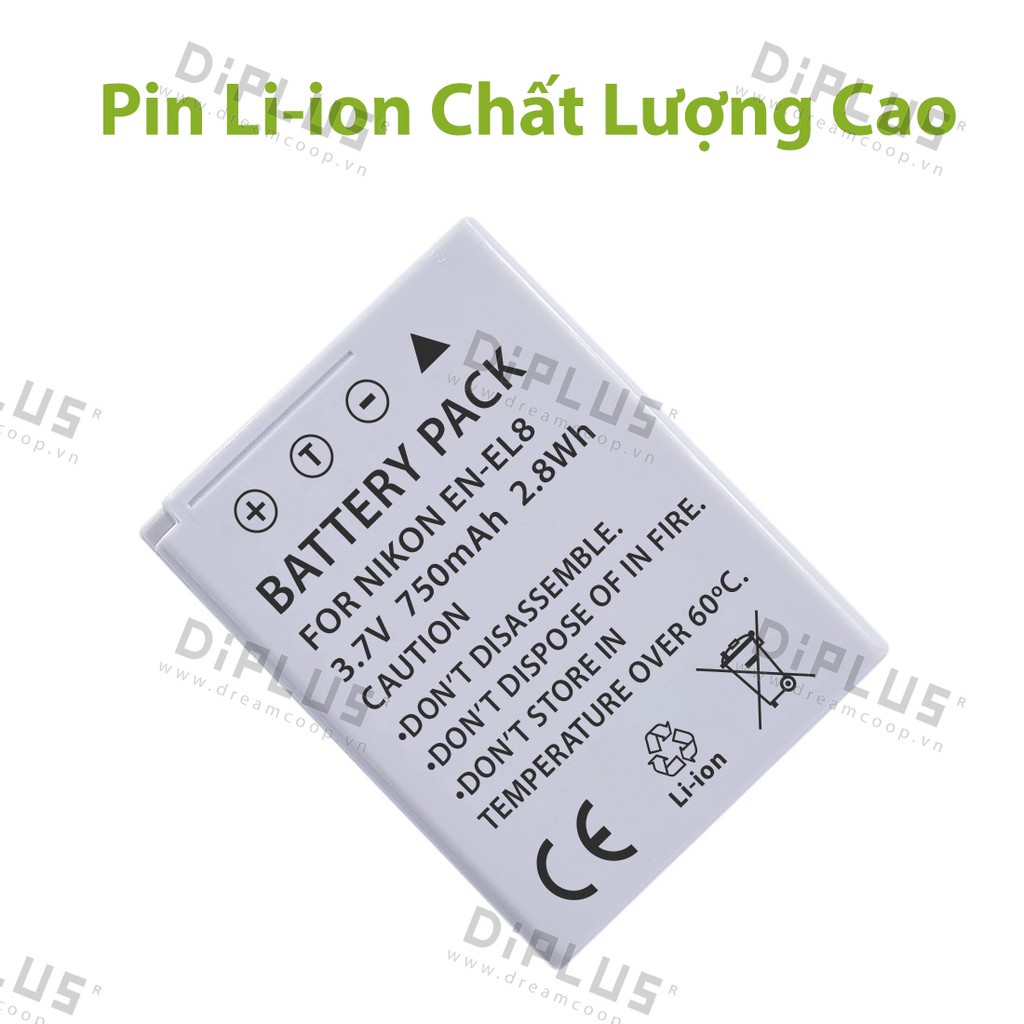 Pin máy ảnh Nikon EN-EL8 Nikon Coolpix P1 P2 S1 S2 S3 S5 S6 S7c S8 S9 S50c S51c S52c MV-11 MV-12 camera battery nikon