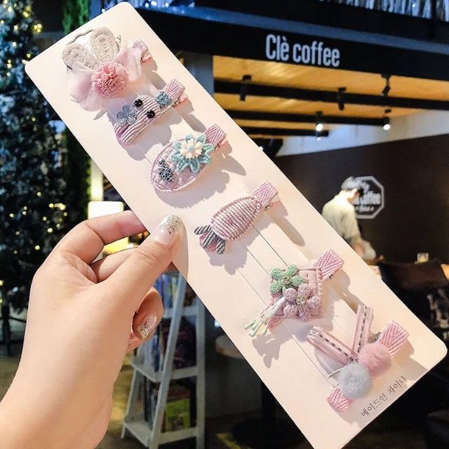 Bộ 6 kẹp tóc phong cách hàn quốc cao cấp cho bé (nhiều mẫu)