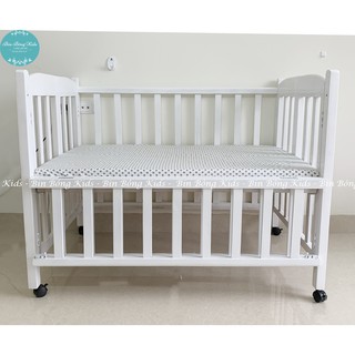 Ga Bọc Đệm Cũi Cho Bé (Chấm Bi Ghi) - Chất Liệu Vải Thô Lụa Cao Cấp