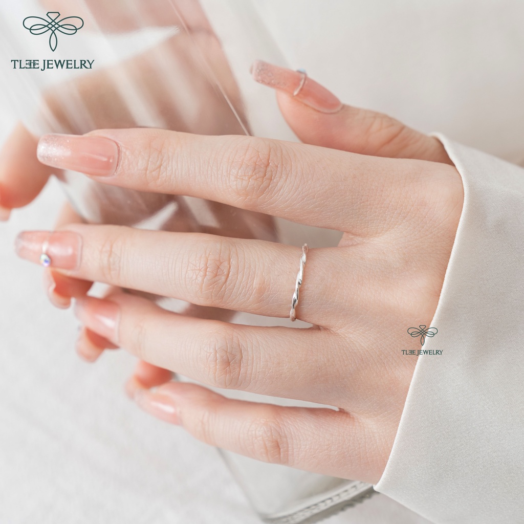 Nhẫn bạc nữ TLEE xoắn bi trơn basic cá tính TleeJewelry A0218