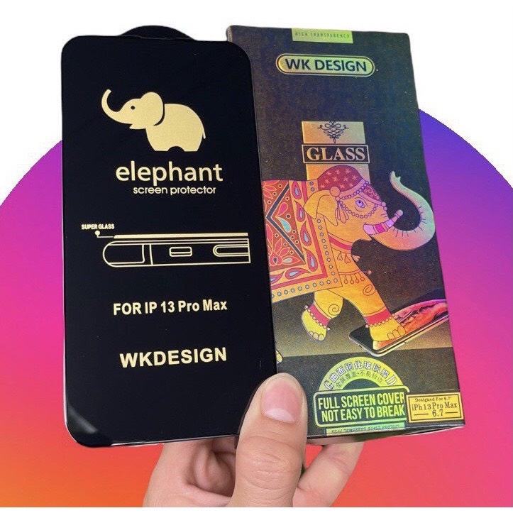 Kính Cường lực voi 6D elephant WK Design dành cho iPhone 7/8/X/Xs/Xr/Xs Max/11/ 12 / 13  PKTC