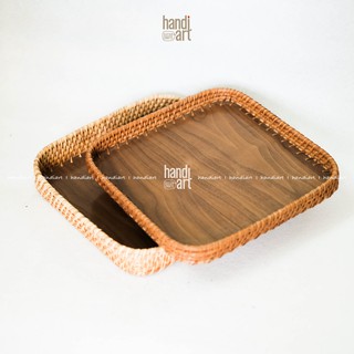 Khay mây vuông  - Khay trà bằng mây/gỗ