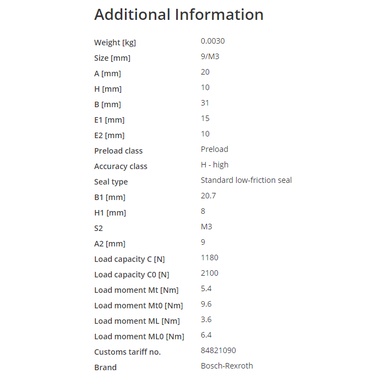Ray trượt vuông 9 330mm Rexroth R044281301 1 Block