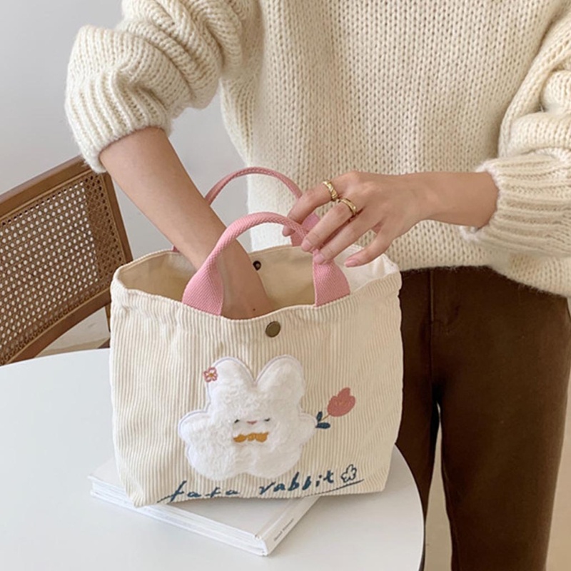 Túi Tote Xách Tay Bằng Nhung Kẻ Dành Cho Nữ