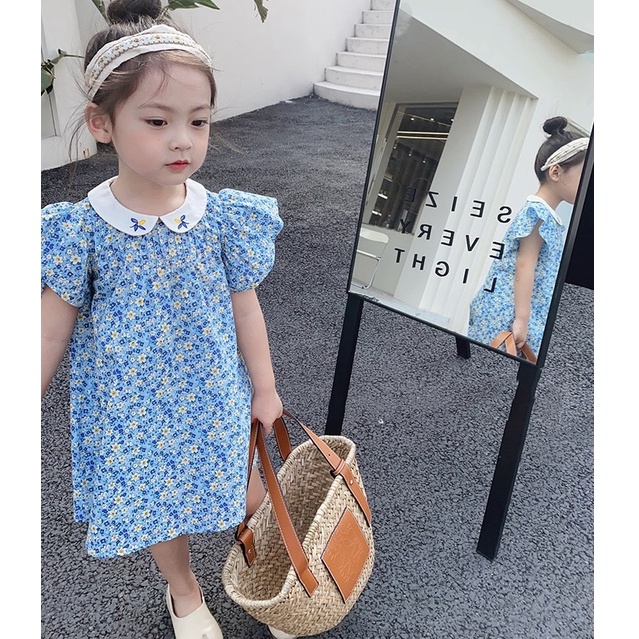VT33 Size90-130 (12-30kg) Váy đầm bé gái (Đầm suông cánh sen ngắn tay) Thời trang trẻ Em hàng quảng châu