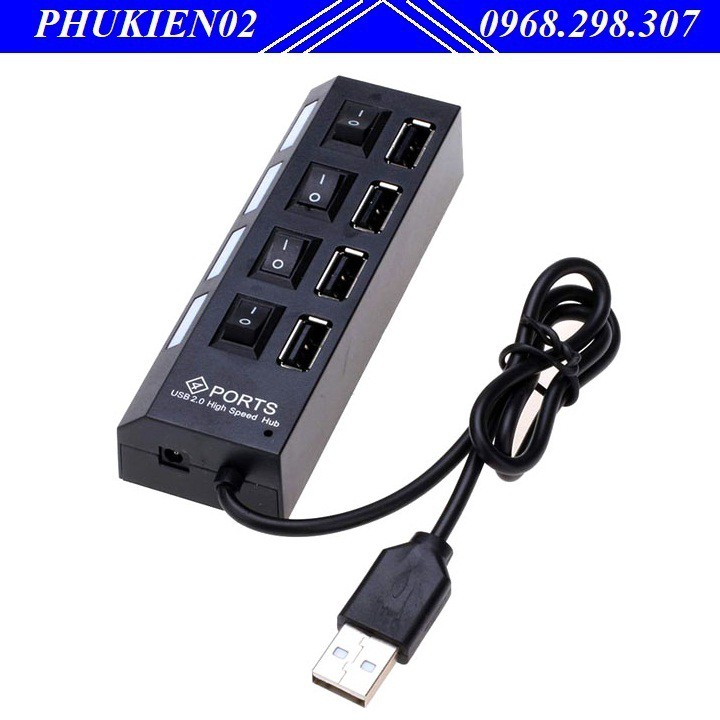 Bộ chia cổng USB - Hub chia 4 cổng USB có công tắc chính hãng